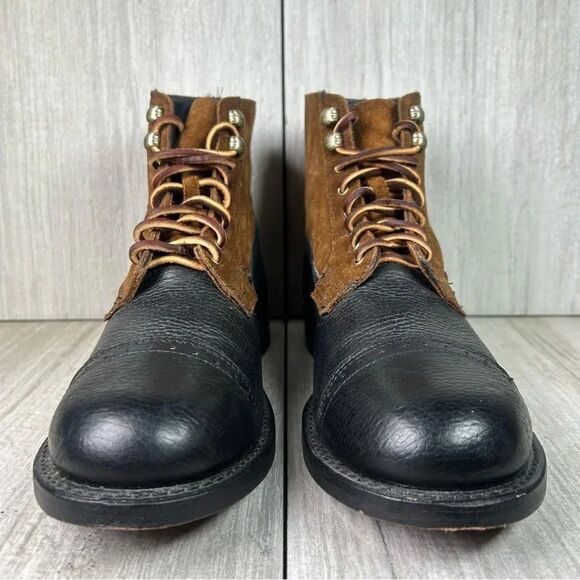 Frye Garrison Boots Lace Up Cap Toe Lace Up Leather Combat Boot Mens Size 8 D - Picture 5 of 10